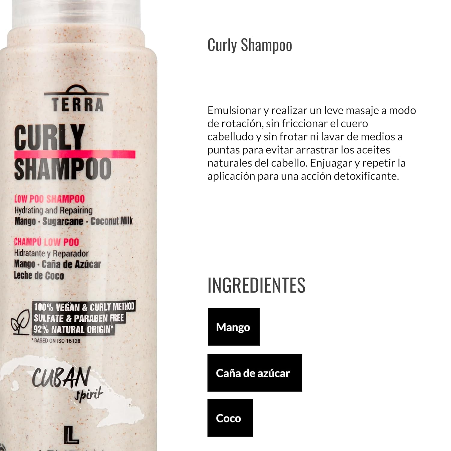 Lendan - Hydrating and Repairing Shampoo - Terra Curly Shampoo - 300 ml - Low Poo - For Curly Hair - Removes Toxins from Hair - Curly Method Approved - Free of Sulfates, Parabens, and Silicones