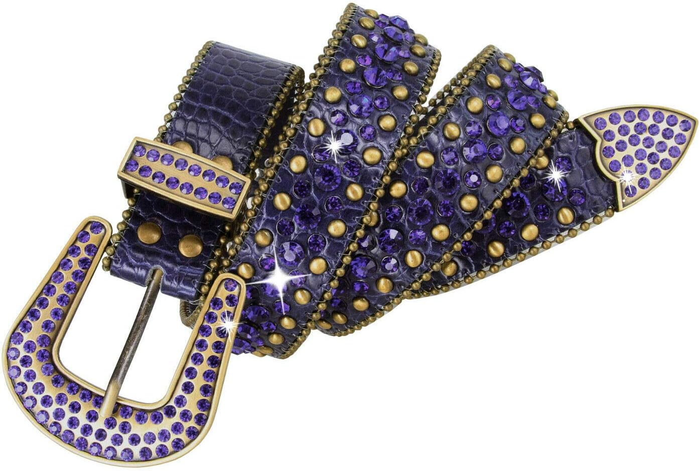 35158 50158 Women's Belts Rhinestone Belt Fashion Western Cowgirl Bling Studded Design Leather Belt