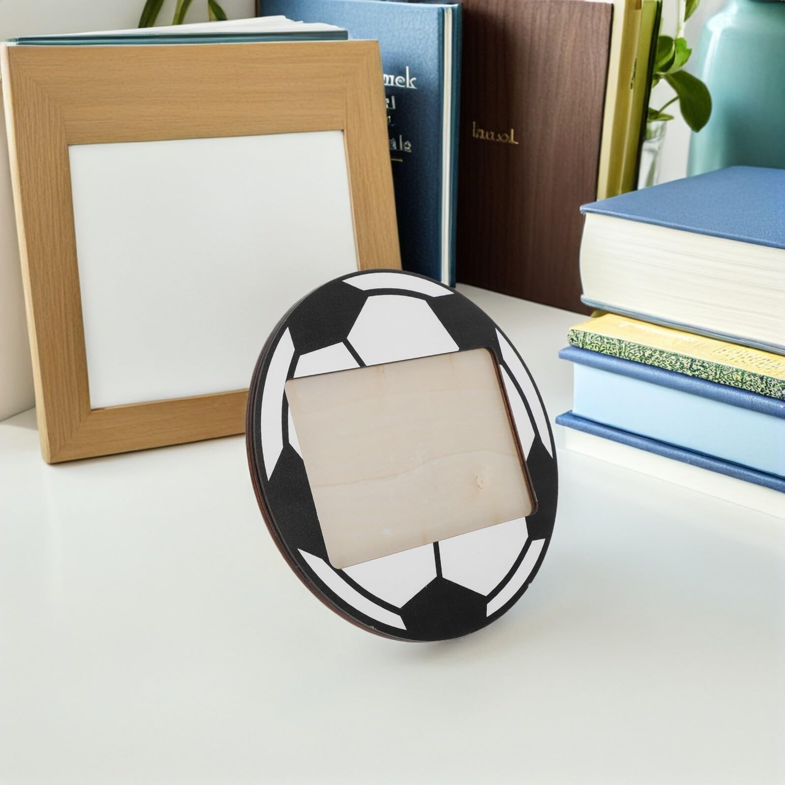NUOBESTY 6 Piezas Marco de Fotos de Madera Negro para Escritorio y Mesa con Diseño Deportivo Único, Fácil de Limpiar y Mantenimiento Sencillo para Decoración de Fútbol