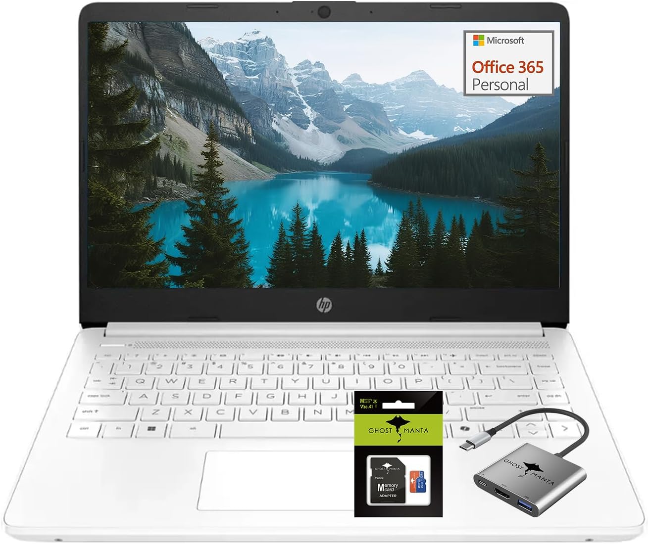 HP 14" Ultral Light Laptop for Students and Business, Intel Celeron N4120, 16GB RAM 192GB Storage(64GB eMMC +128GB Ghost Manta SD Card), Computer Laptops with 1-Year Microsoft Office 365 Windows 11