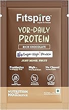 Fitspire YOR Daily Rich Chocolate Protein Powder 50g | 20g Protein with 24+ Vitamins & Probiotics for Daily Wellness | Zero Added Sugar, Monk Fruit Sweetened
