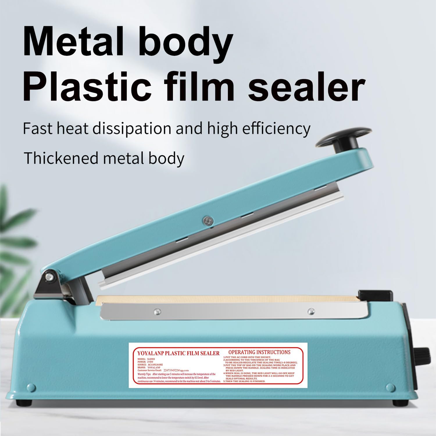 Metal body,Impulse Sealer 12 inch, Manual Heat Sealer Machine for Plastic Bags, Shrink Wrap Bag Sealers Heavy Duty Sealing Machine With Repair Kit (Blue) 12 inch blue