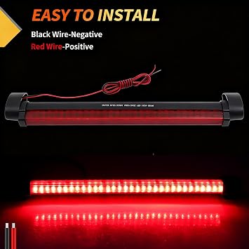 12V LED Third Brake Light Strip Stop Tail Light Warning Lamp High Brake Warning Light Red ABS Strip Auto Stop Tail Red Light (32LED)