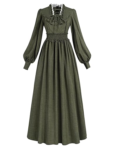 Nuoqi Womens Victorian Dress Long Sleeve 1800s Edwardian Dress Vintage