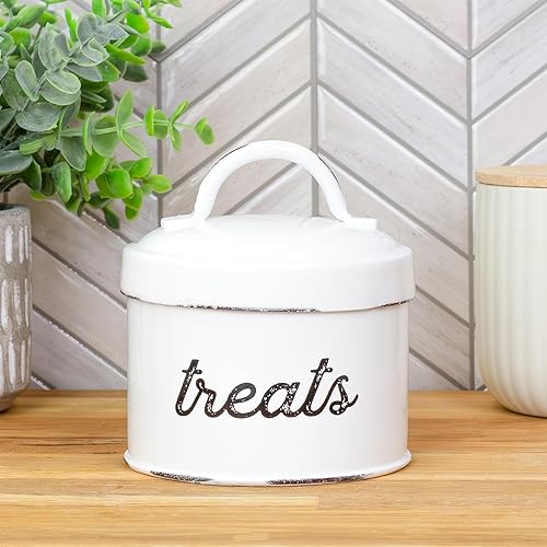 Miniatura 10 de AuldHome - Recipiente esmaltado para gatos (negro), pequeño y moderno tarro de golosinas para mascotas