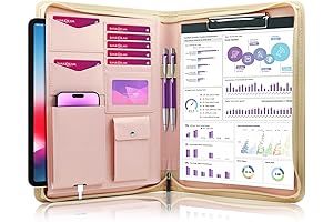 Safe Zippered Portfolio Padfolio Organizer Binder with Clipboard for Women Real Estate Agents