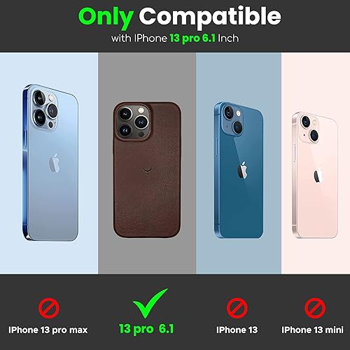 Miniatura 3 de Funda de piel hecha a mano para iPhone 13 Pro, compatible con MagSafe, a prueba de golpes, antiarañazos (espresso)