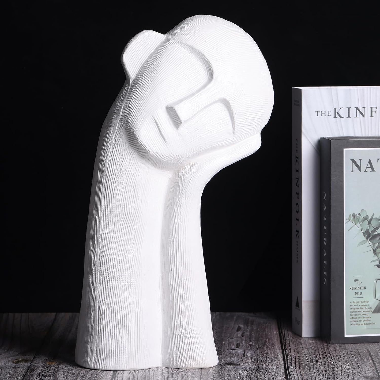 White Head Sculpture Ceramic Thinker Statue, Modern Home Statue Head Decor Bust Statues,14 Inch Tall Abstract Sculpture, for Shelf Home and Office,Shelves, Bookshlf, Gift - Image 6