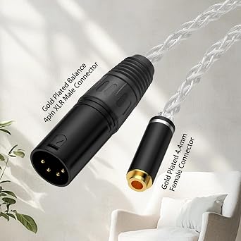 8 Cores 4 pin XLR Male to 4.4mm Female Headphone Audio Adapter Cable for HiFiman,NW-ZX300A,XBA-Z5,Sony PHA-2A,WM1A/1Z,iBasso,Fiio