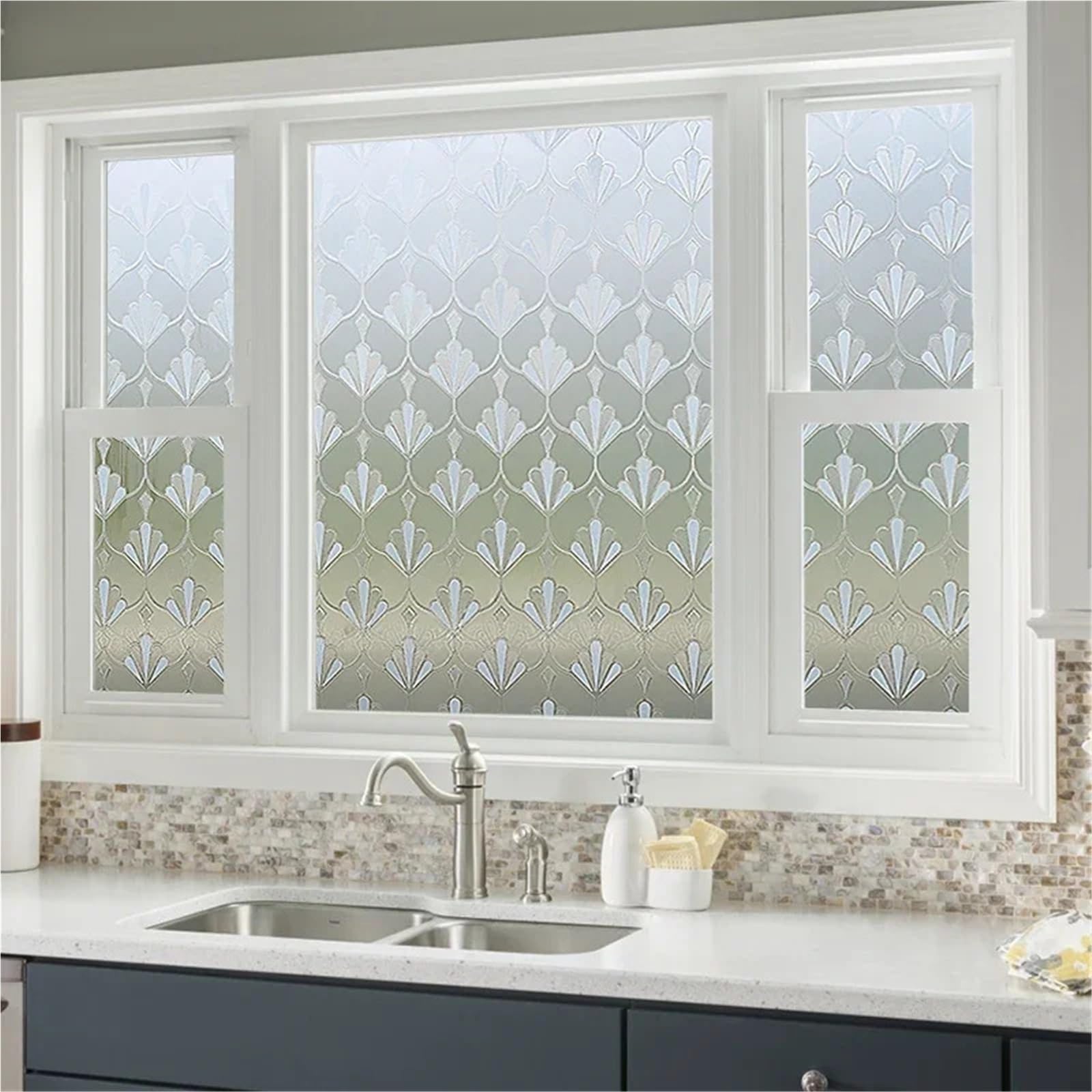 Fensteraufkleber 3 Stück dekorative Folie for Fenster-Sichtschutz, Glasaufkleber-Dekoration, statische Haftung, Büro, Schlafzimmer, Küche Für Fenster(30x300cm)
