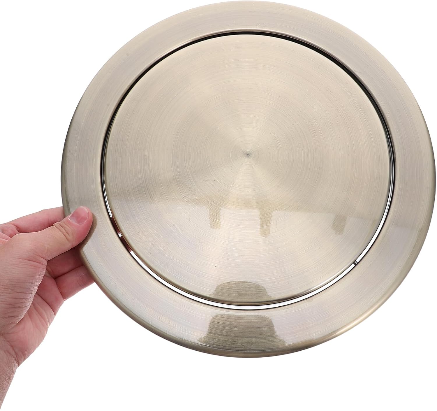 Built-in Countertop Trash Can Lid Swing Cover, Flush Mounted Stainless Steel Waste Chute Lid for Kitchen Sink, Embedded Recessed Garbage Bin Replacement with Bronze Finish, Home