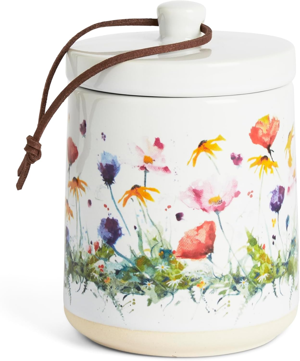 DEMDACO Dean Crouser Collection Vibrant Watercolor Wildflowers 7.5 Ounce Soy Wax Blend Indoor Scented Jar Candle with Lid, Himalayan Citrus