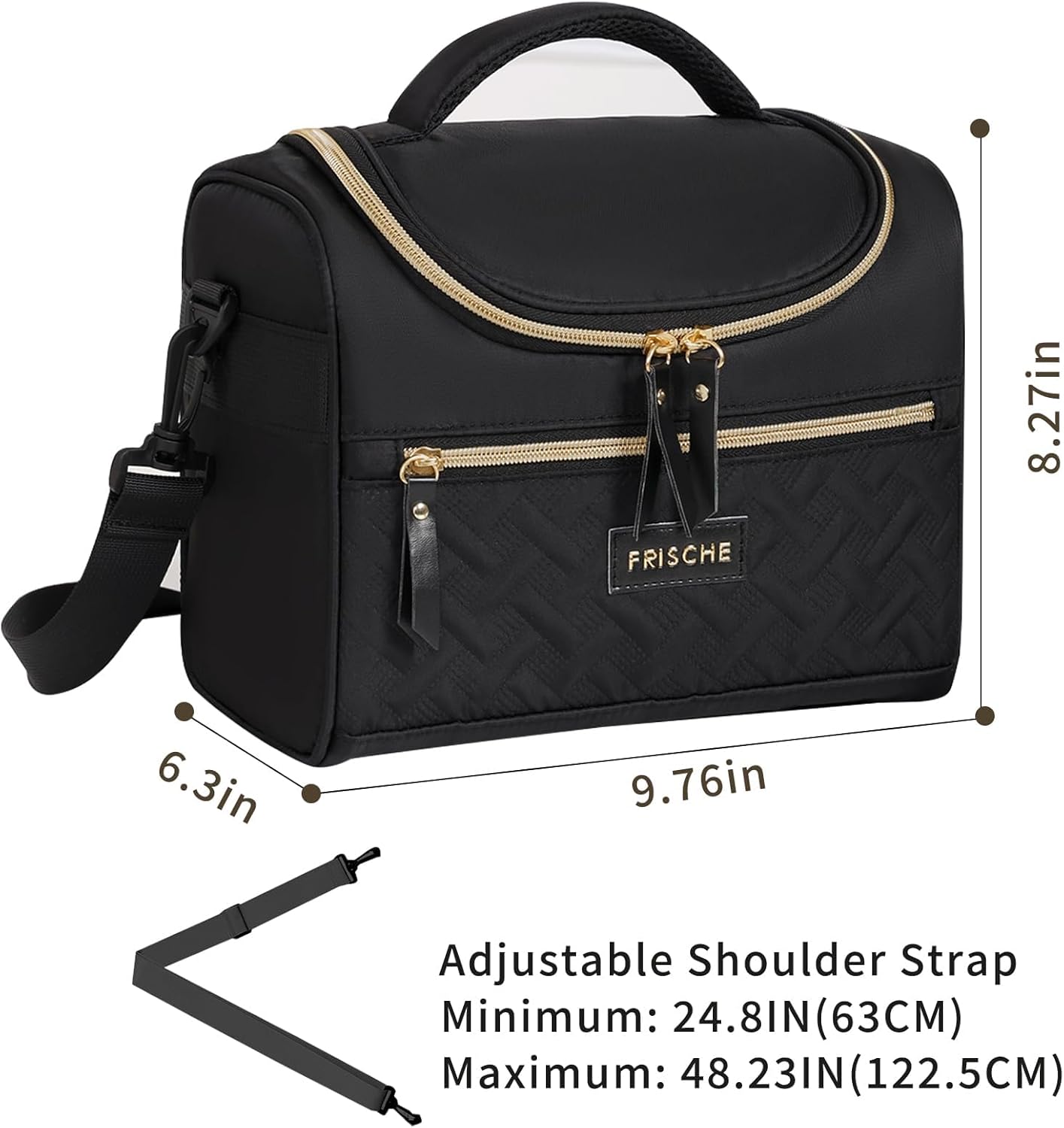 Insulated Cooler Lunch Bag (Men/Women) - Insulated Lunch Bag Leak-Proof Lunch Box, Reusable for Work Office Picnic Beach- Freezable Lunch Cooler, Adjustable Shoulder Strap (black) - Image 3