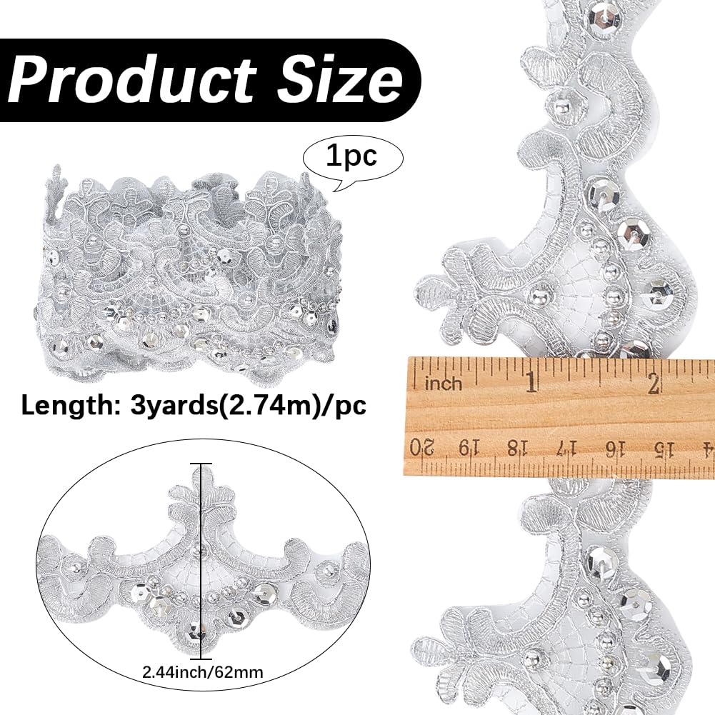 GORGECRAFT Dentelle Noire Brodée 2.7 M - Ruban Décoratif Perlé Et Pailleté | Pour Rideaux, Mariage, DIY, Décoration Maison