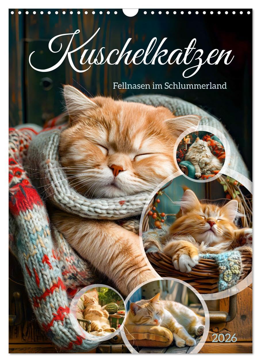 Cuddly cats - fur noses in slumberland UK-Version (Wall Calendar 2026 DIN A3 Portrait), CALVENDO 12 Month Wall Calendar — image 1
