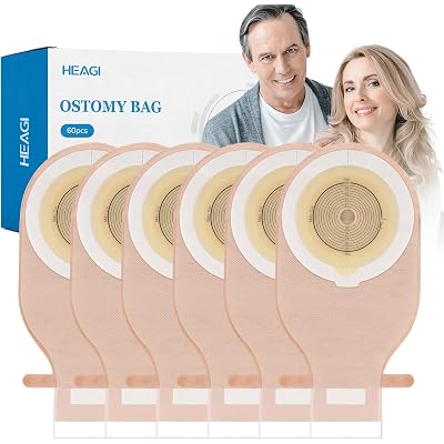 60 PCS Colostomy Bags, Ostomy Supplies, 15 mm-65 mm Ostomy Drainable Pouch for Ileostomy Stoma Care, Ostomy Bags with Hook and Loop, Cut to Fit