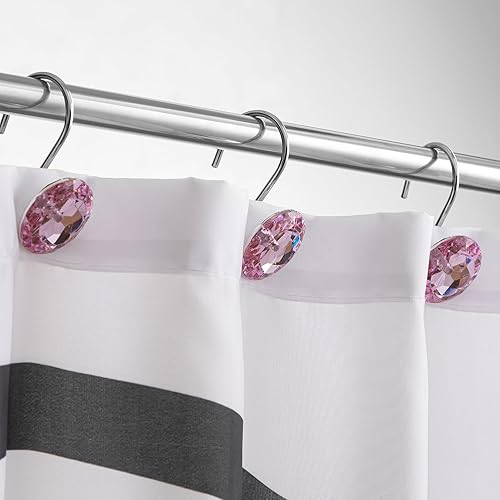 Miniatura 4 de HBlife 12 ganchos decorativos de acrílico para cortina de ducha con diamantes de imitación a prueba de óxido, ganchos para cortina y barra de ducha