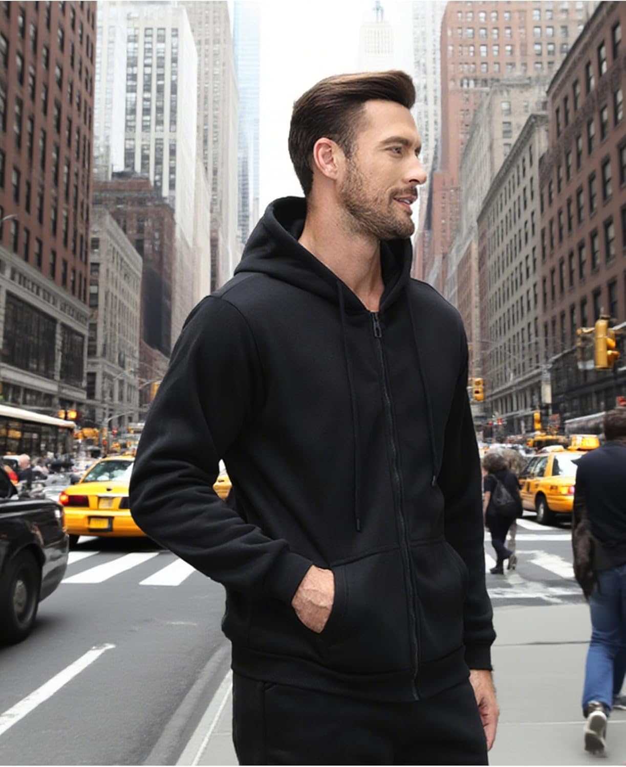 JIHUILAI Men's Fleece Hoodies with Zipper Lightweight Long Sleeve Active Mens Jackets Sports Full Zip Sweatshirts, S-3XL - Image 2