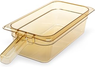 Carlisle FoodService Products 30861H13 StorPlus High Heat Food Pan with 1 Handle, 4" Deep, Third Size, Amber