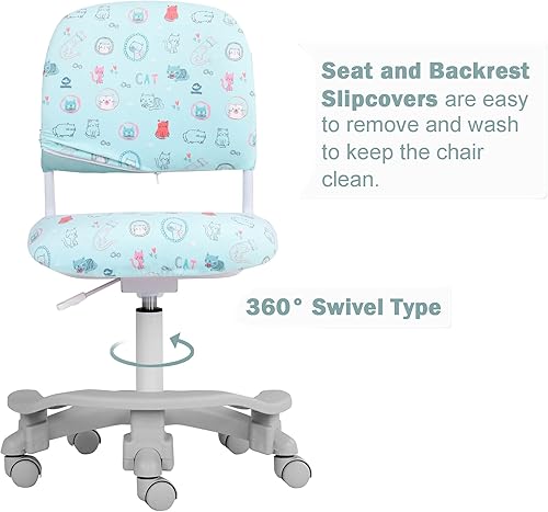 Miniatura 21 de Silla ergonómica de escritorio para niños, silla de computadora de oficina para estudiante, altura ajustable y profundidad del asiento, reposapiés