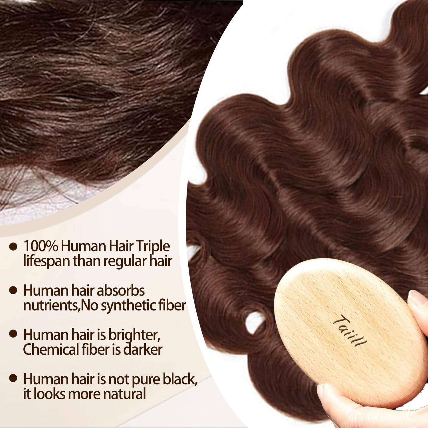 Amazon.com : Brown Wig Human Hair 13x4 Lace Lace Fronts Wig  display picture 2