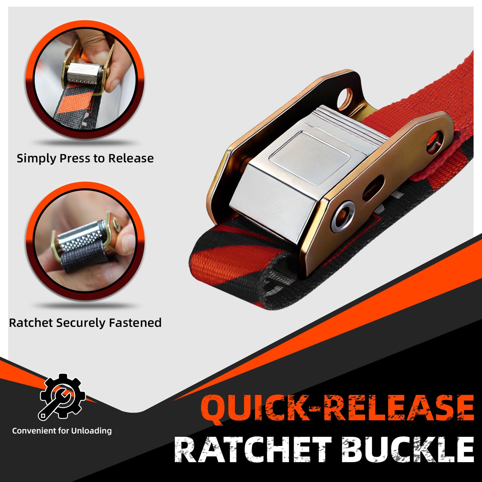 Cinghie di fissaggio per moto, resistenza alla rottura di 544 kg, confezione da 2 cinghie da 2,1 x 2,5 cm, con fibbie resistenti, moschettone in acciaio, fibbia con ganci a S per fissare rimorchi