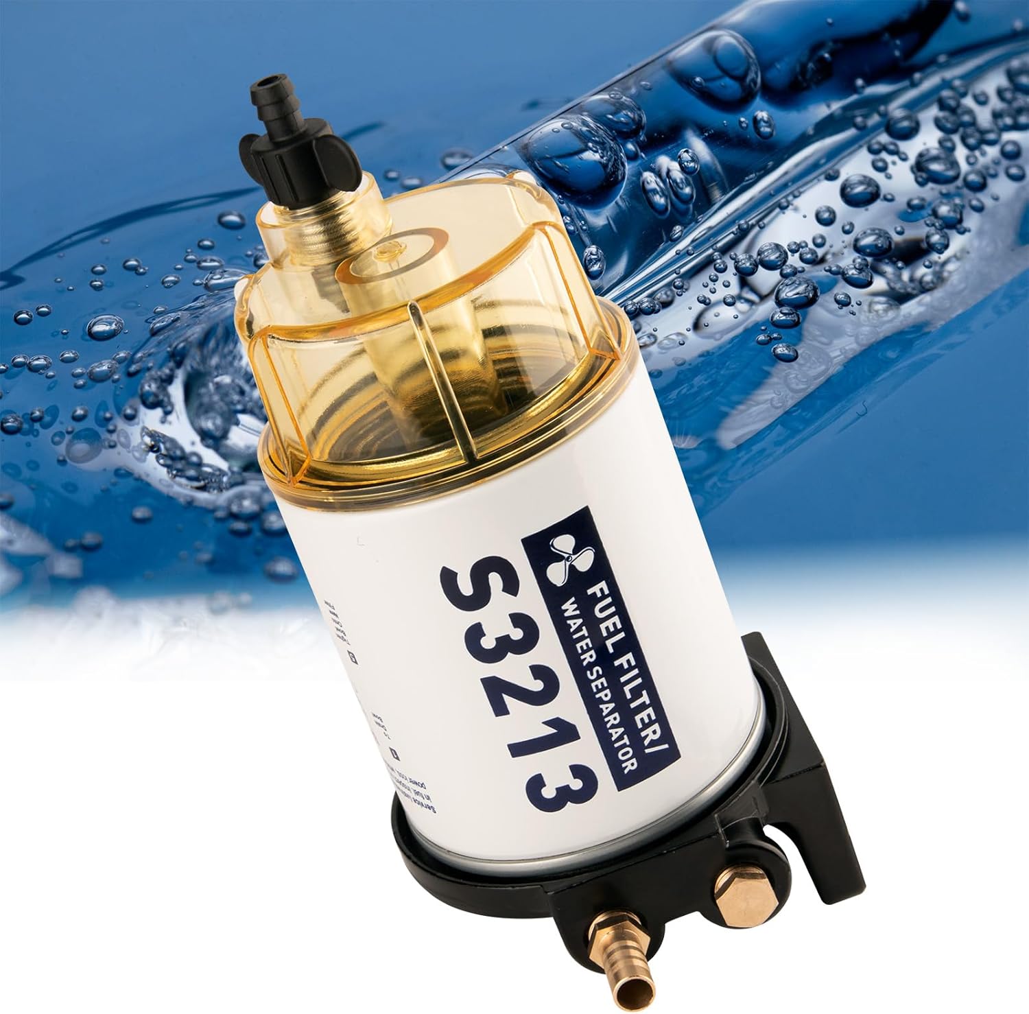Fuel Filter,Boat Fuel Filter Kit Marine Fuel Water Separating Filter 10 Micron Filter S3213 Marine Engine Fuel Water Separator 3/8 Inch Fuel Filter for Marine Outboard Motor Mercury Yamaha Replaces