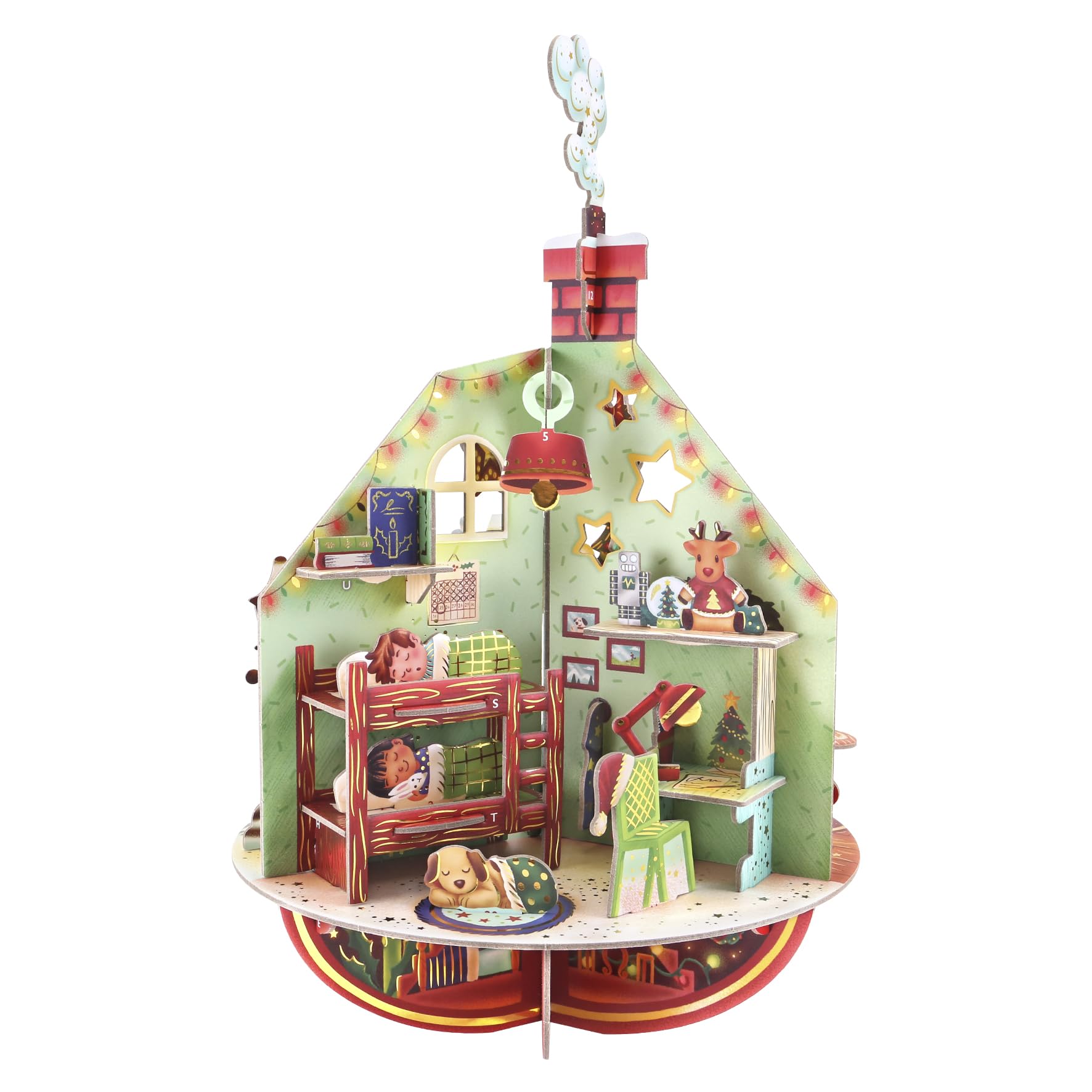 Calendario de Navidad con cuenta regresiva Santoro Pirouette, desplegable en 3D, adorna los pasillos, 25 piezas diferentes para cada día, regalo de cuenta regresiva de Navidad para niños y adultos | C