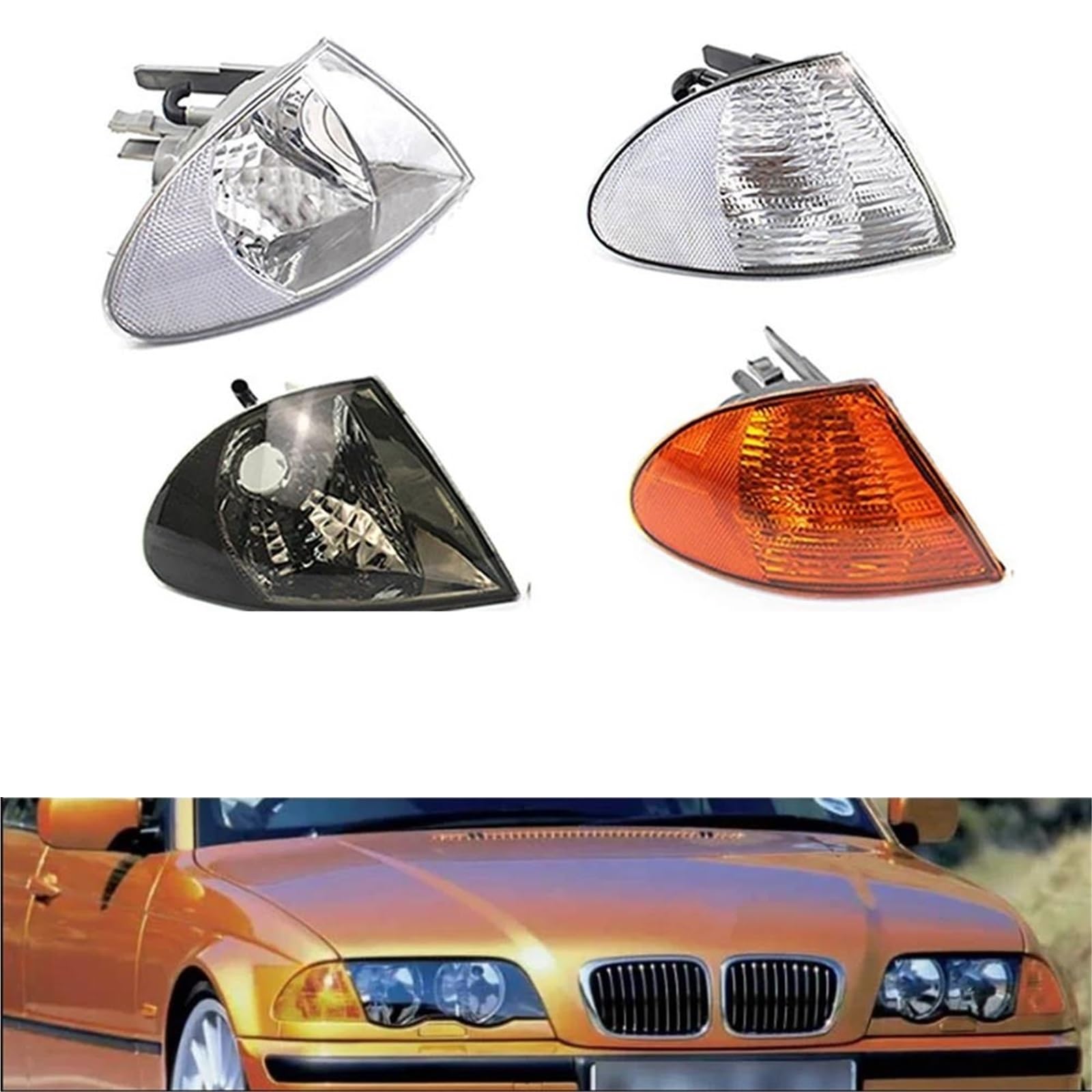 Genérico Faro Antiniebla Luz De Señal Giro Para Serie 3 E46 Sedá Carcasa Antiniebla Intermitente Sin Bombilla Faro Delantero LámPara Esquina Coche Luz Antiniebla Delantera