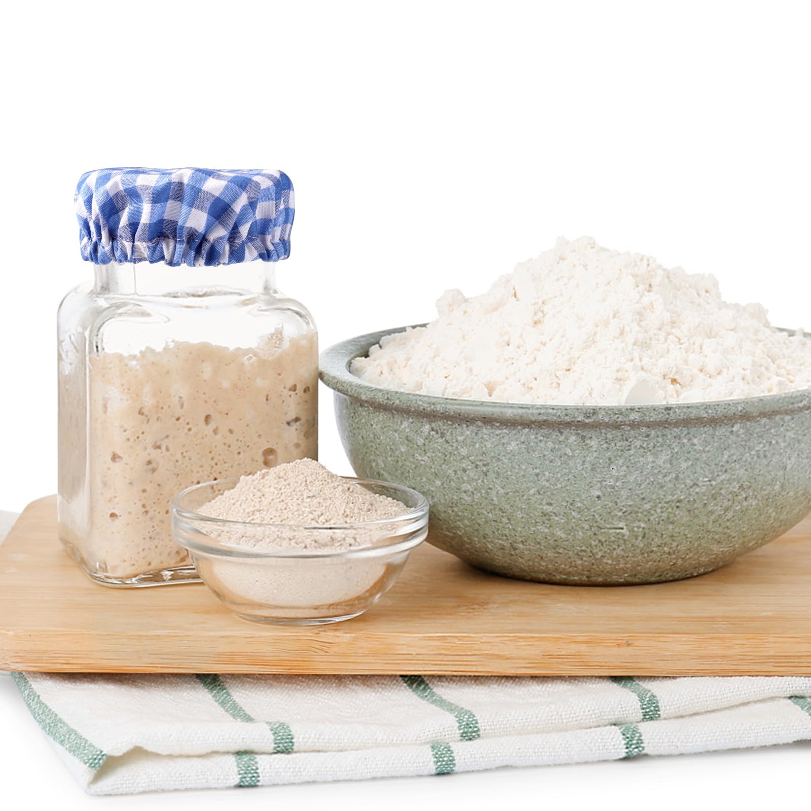 6-Pack Sourdough Jar Covers - Colorful Plaid Elastic Lids For 3-4 Inch Mason Jars