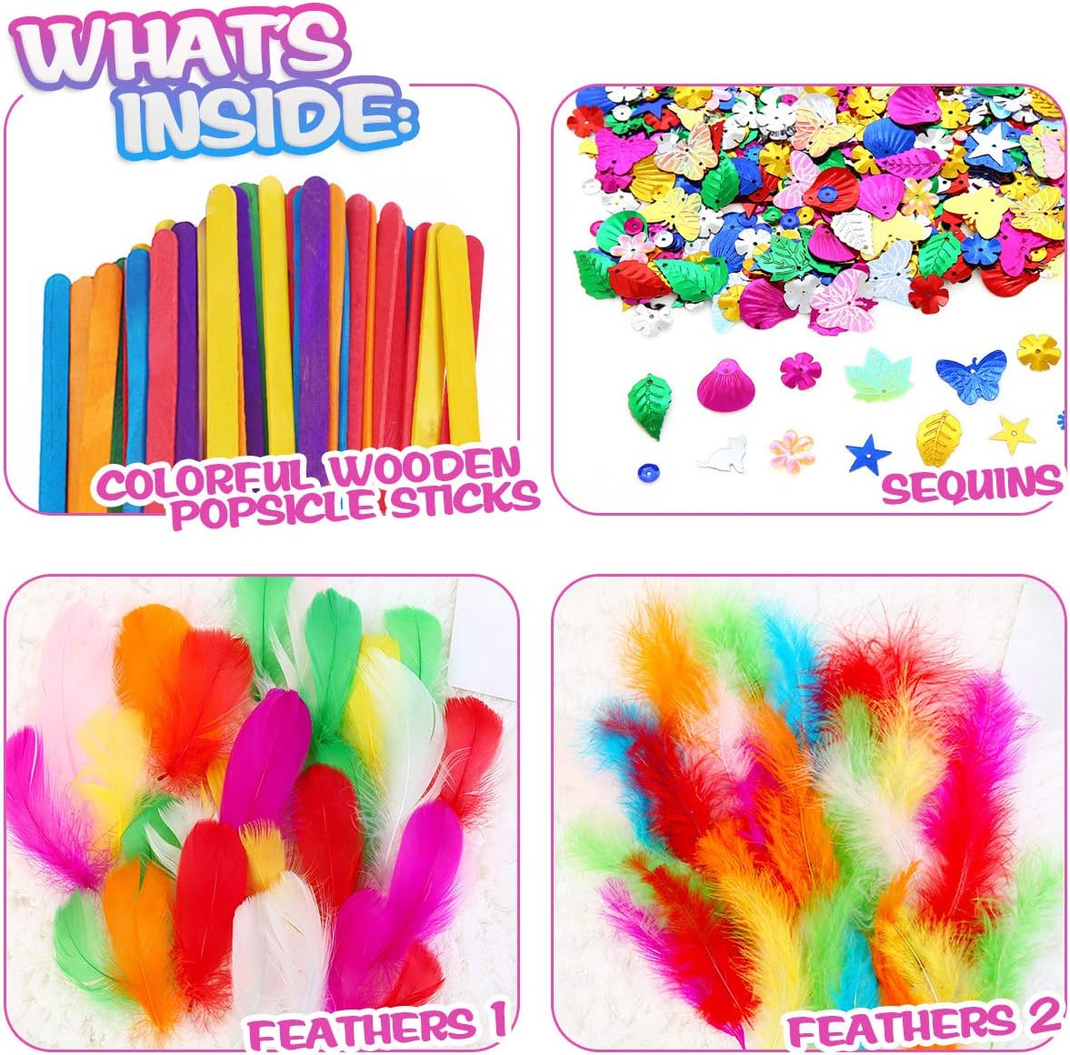 1900+ PCS Colorful Pipe Cleaners Craft Kit, Including Pipe Cleaner, Wiggle Googly Eyes, Pom Poms, Buttons, Feathers, Ice Cream Sticks, Sequins and More for Kids DIY Art Craft Supplies : Arts, Crafts & Sewing
