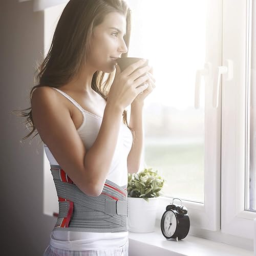 Miniatura 8 de ORTONYX Cinturón de soporte lumbosacro para la espalda lumbosacra, diseño ergonómico y material transpirable, calentador de alivio del dolor de