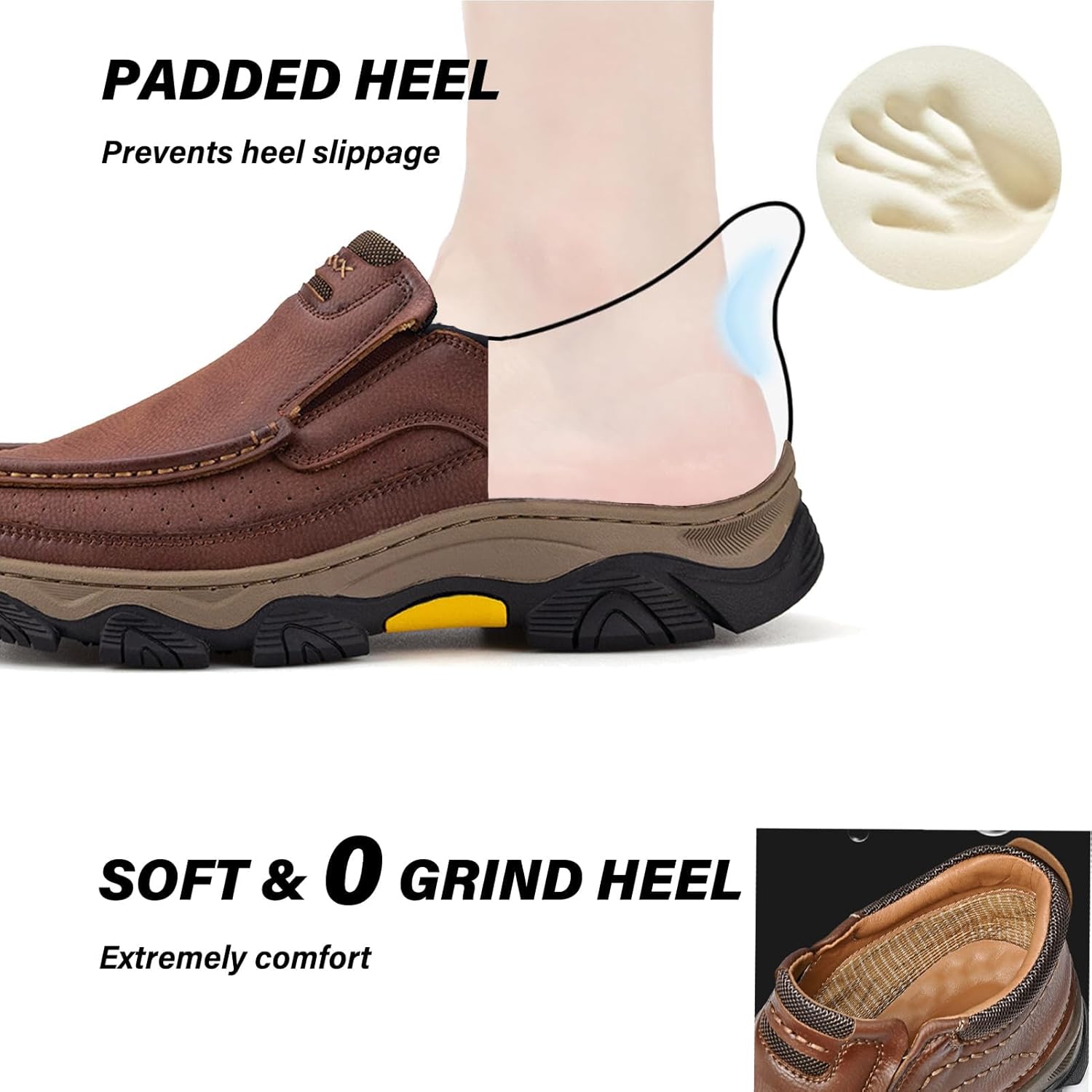 Men's Vintage Leather Mid-top Hands Free Chukka Boots Comfortable Handmade Non-Slip Wear resistance Outdoor Lightweight Casual Boots Driving Walking Hiking Work Loafers - Image 4