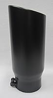 Vista 5 de PUNTA DE ESCAPE DIESEL DIESEL ROLLADA NEGRO PLANA DE 4 "x 5" X 12 " (NEGRO ON)