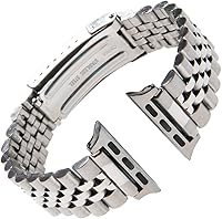 Vista 6 de Gilden Correa de reloj de acero inoxidable extra larga sin expansión 1542-SMART, compatible con Apple Watch