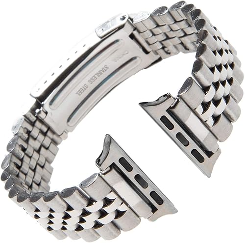 Gilden Correa de reloj de acero inoxidable extra larga sin expansión 1542-SMART, compatible con Apple Watch