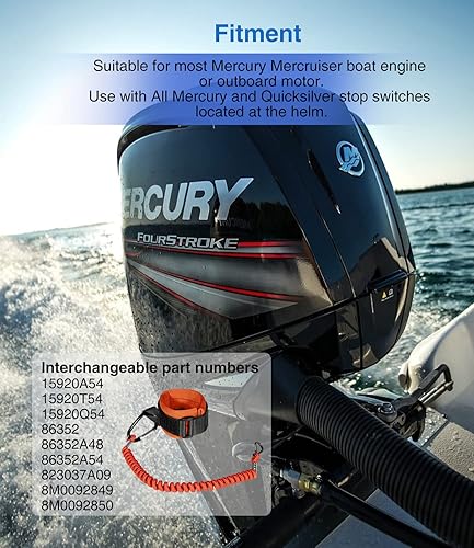 Miniatura 4 de 8M0092849 8M4000953 Cordón de interruptor de matanza de barco, Naranja con correa de muñeca