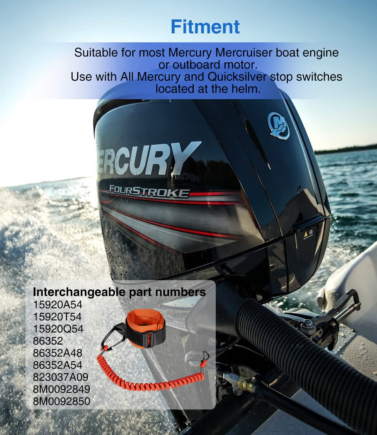 Boating Safety Equipment Lanyard - Safety Tether For Outboard Motors With  Adjustable Wrist Strap Boat Kill Switch