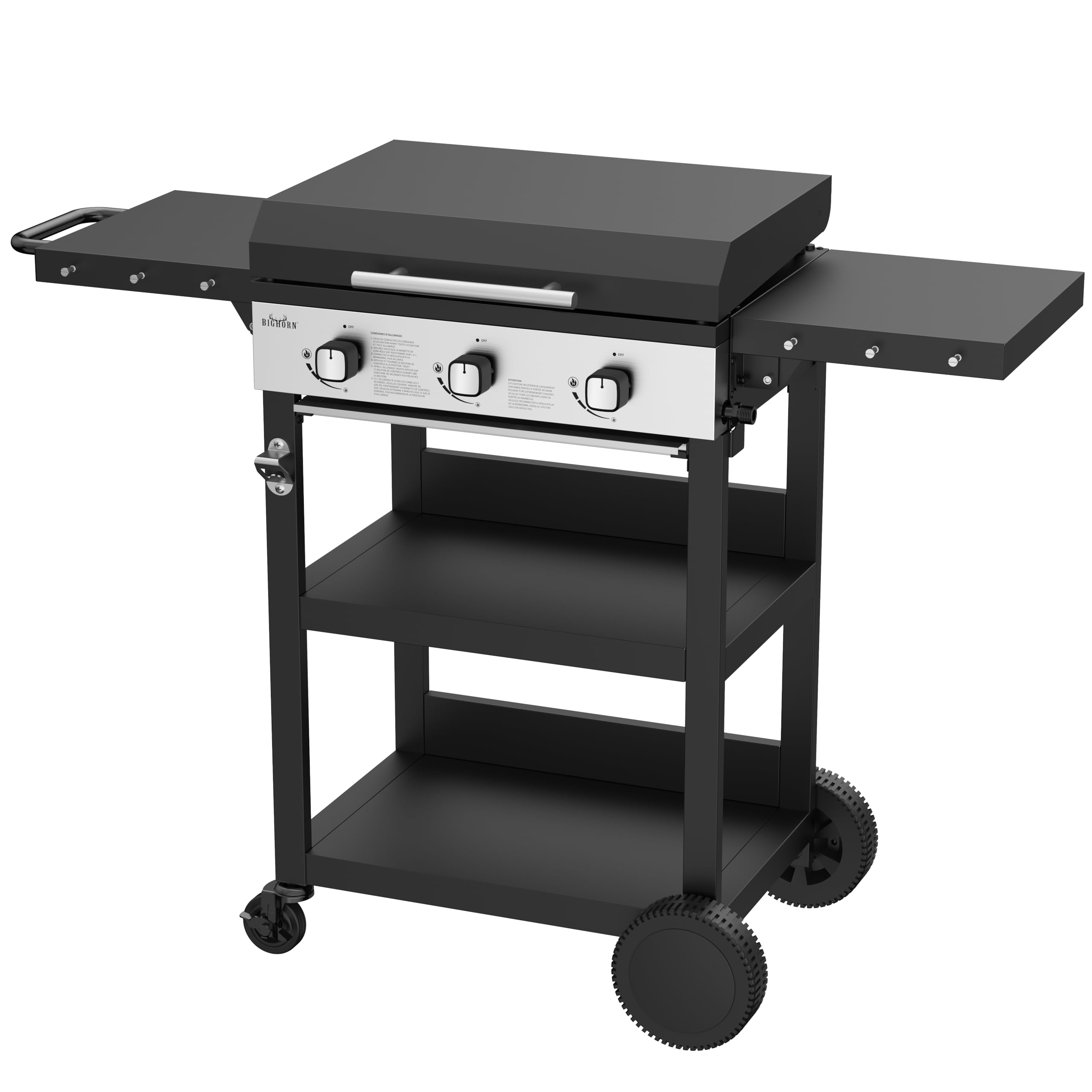 BIG HORN Piastra a gas con 3 bruciatori con carrello e coperchio; 7.2 kW