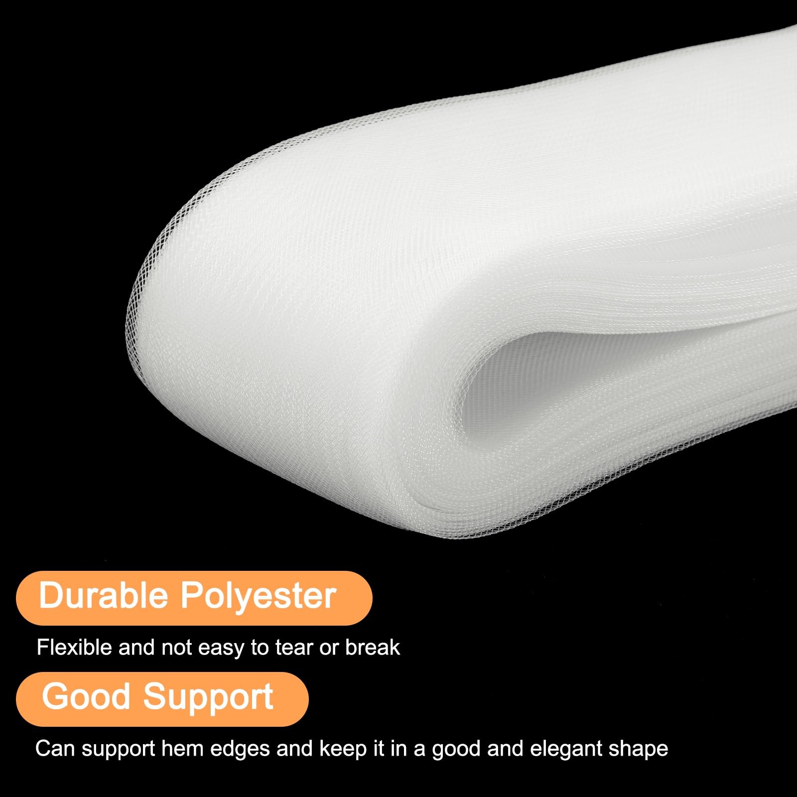 QUARKZMAN Treccia Rigida Di Crine 50 Iarde 8cm Morbido Crine Per Cucire Rinforzo Poliestere Abito Da Sposa Vestito Da Ballo Sagomatura Rifinitura, Bianco