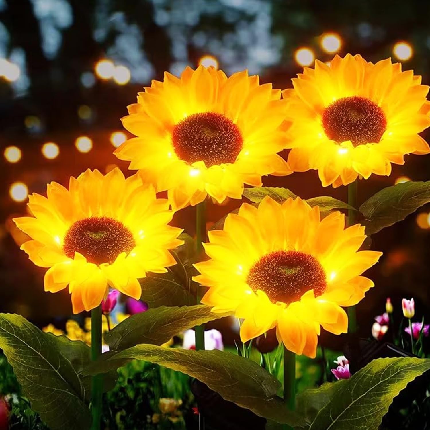 Pivalo Solar Sunflower Light Indoor Outdoor Flower Lamp with 8 LEDs Rechargeable Water-Resistant Sun-Powered LED for Home Garden Decoration Balcony Backyards Pathways (Set of 4, Warm White) (B0CZ4BQWF2) Amazon Price History, Amazon Price Tracker