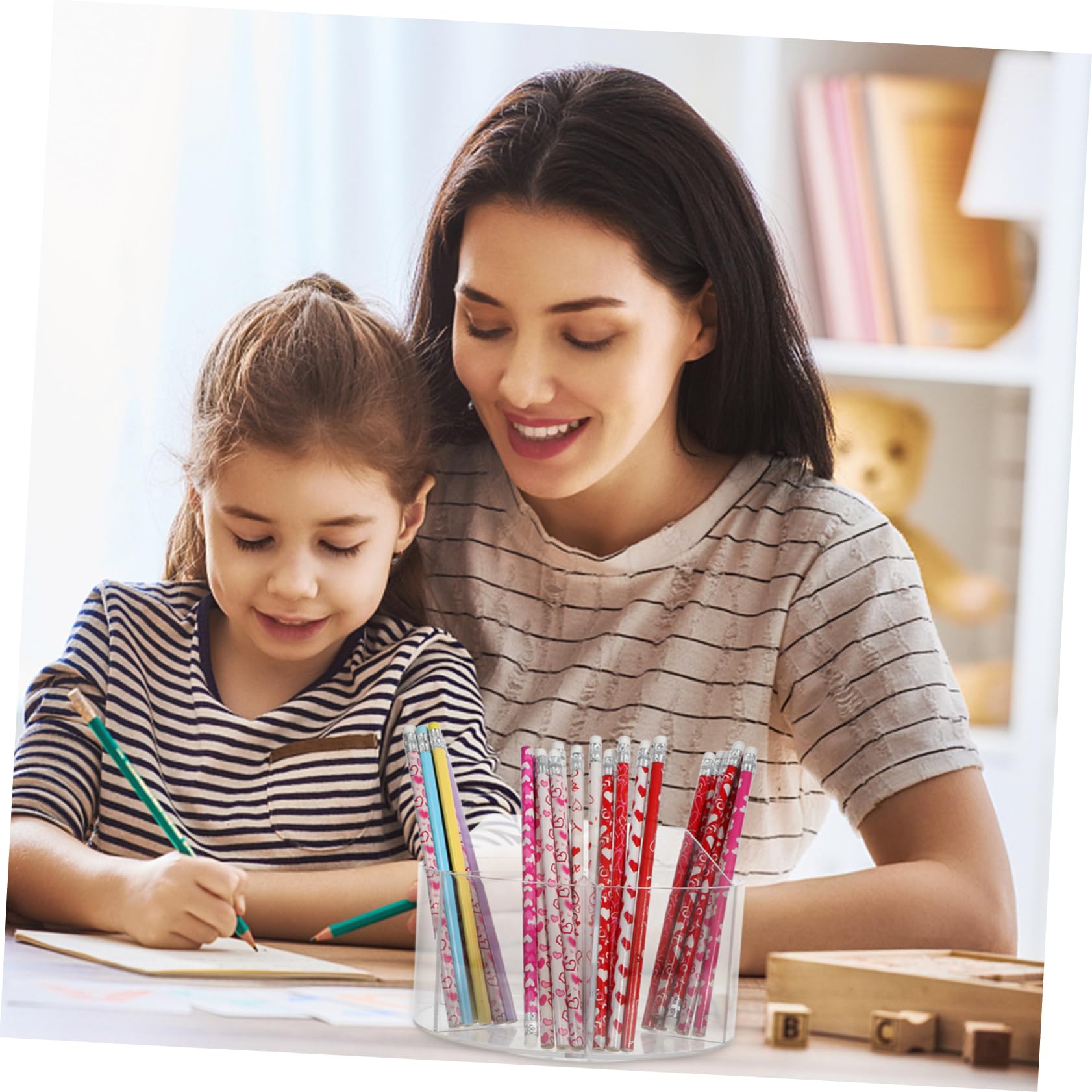 NUOBESTY Porte Stylos Rotatif Organisateur Pinceaux Maquillage Pour Bureau Et Salle Étude Range Crayons Et Produits Cosmétiques