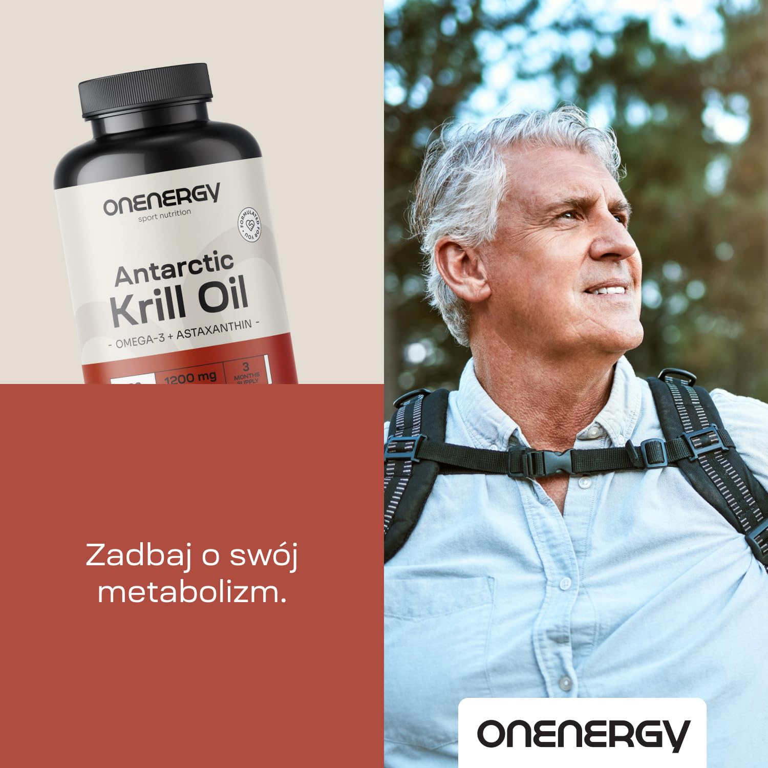 Olej z kryla 1200 mg - Omega-3, cholina i astaksantyna - 180 kapsułek - Olej z kryla antarktycznego - Funkcjonowanie serca i wątroby - Wspomaganie metabolizmu tłuszczów - Bez glutenu i laktoz