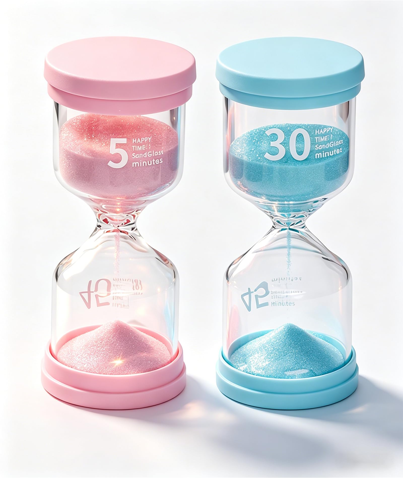 2-Pcs Hourglass,30-Minute & 5-Minute,Sand Timer for Kids,Sand Clock,Sand Timer for Classroom, Cooking, Meditation, Office, and Travel, Durable Plastic Time Management Tool