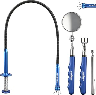HORUSDY 4PCS Telescoping Magnetic Pick Up Tool Kit, Magnetic Sweepers Set with 360° Inspection Mirror, 2 Telescoping Magnetic Pickup Tools (5–25.6/6.9–29.5 in) & 24 in Flexible Claw Grabber