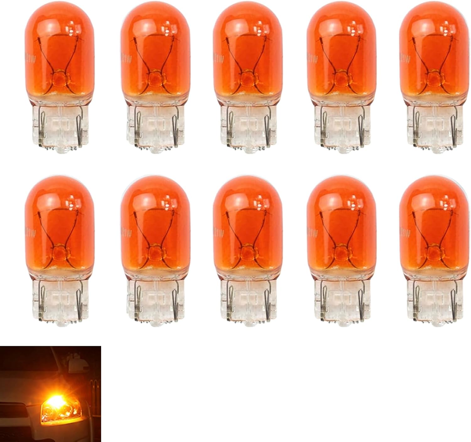 10 PCS Car T20 1881/7440 Turn Signal Bulb, Waterproof Lamp Housing Single Filament Bulb, Miniature Light Reverse, Parking, Tail Light, Plug and Play, Replacement for Cars, Trucks, SUVs (Amber)