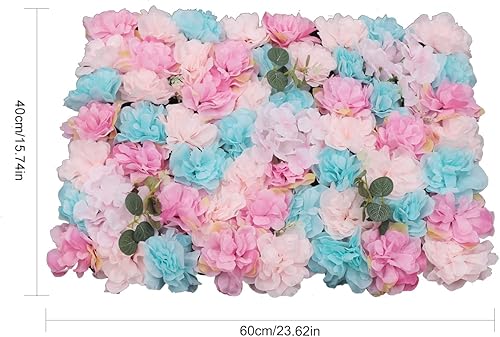Vista 30 de 20 paneles de pared de flores artificiales, decoración de pared de 24 x 16 pulgadas, paneles decorativos de flores de hortensias para el hogar, 20