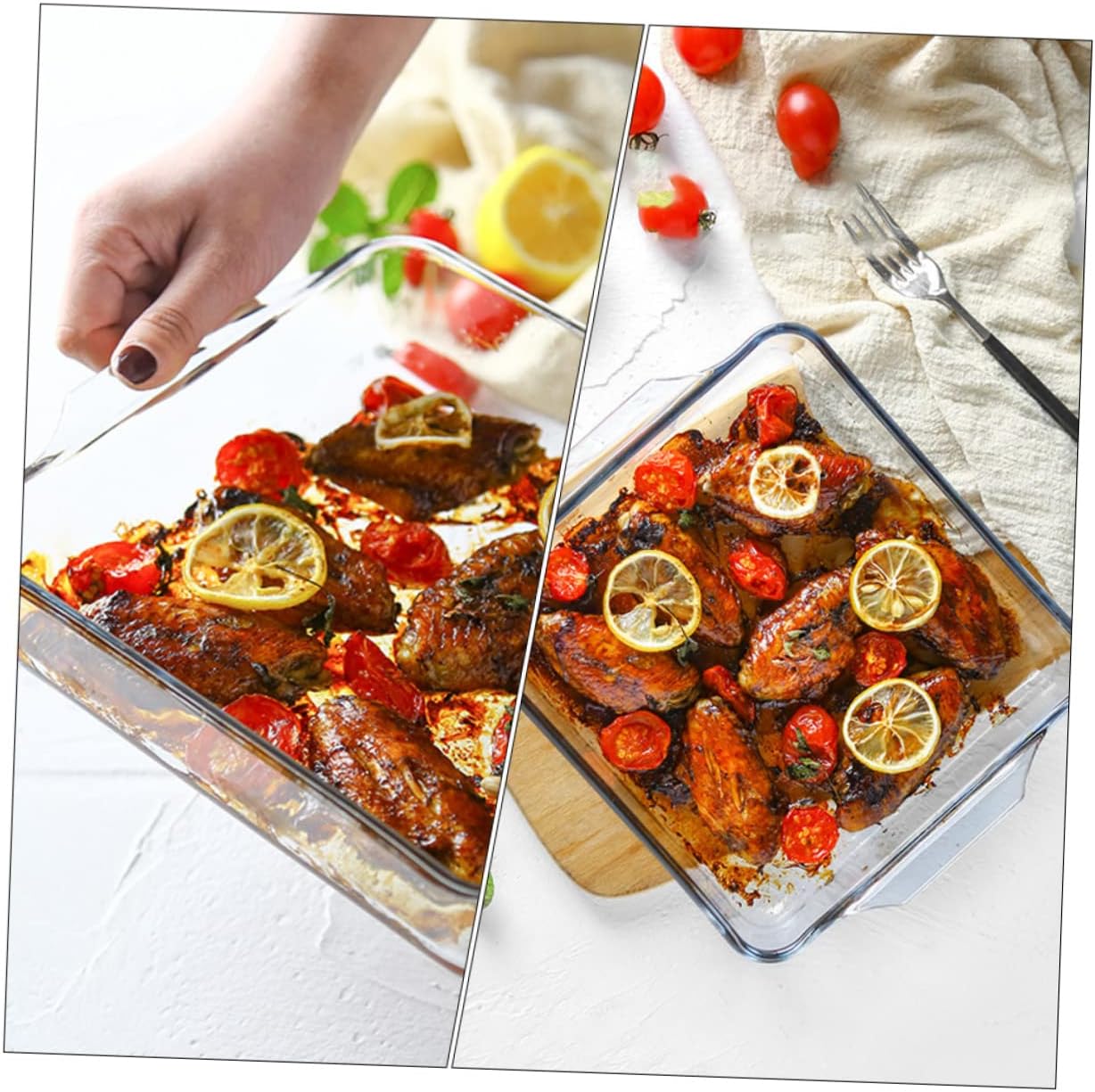 8-Inch Glass Pizza Baking Pan Dual Handles Microwave and Oven Safe Bakeware for Pizza Fish and Steak Reusable Kitchen Tool for Home Cooking