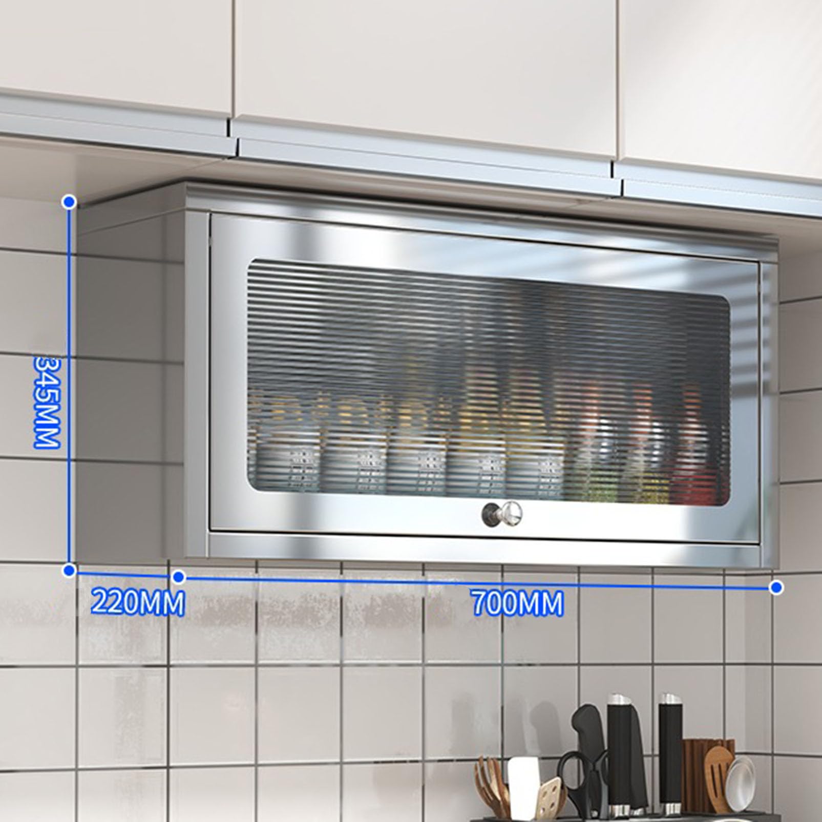 Armadietto da parete in acciaio inox con anta ribaltabile, salvaspazio, organizer versatile per garage, sala attrezzi, hotel e mense, durevole ed elegante