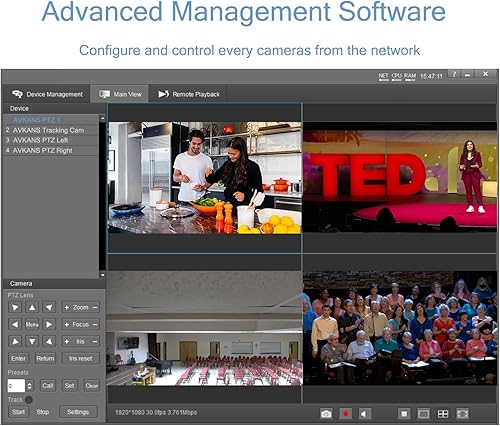 Miniatura 7 de AVKANS Cámara NDI, zoom 20X 3G-SDI HDMI PTZ cámara con salida de video USB para eventos en vivo de adoración de la iglesia, cámara de transmisión en